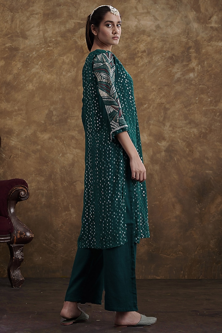 Green Embroidered Kurta Set by Affroz at Pernia's Pop Up Shop