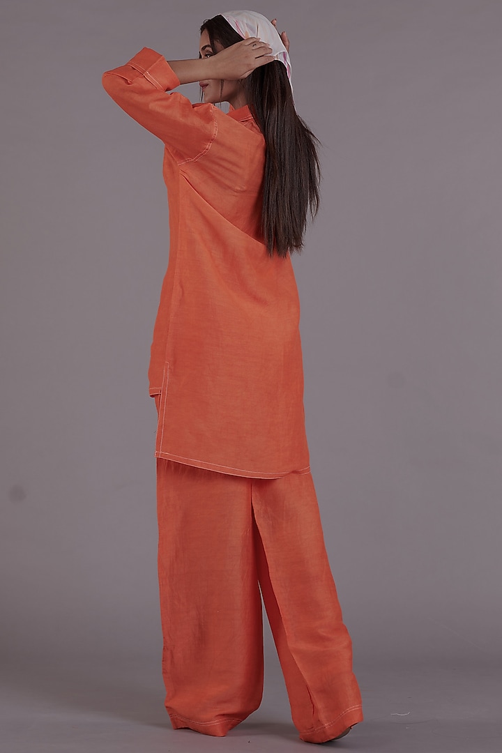 Orange Viscose Linen Co-Ord Set by Affroz at Pernia's Pop Up Shop