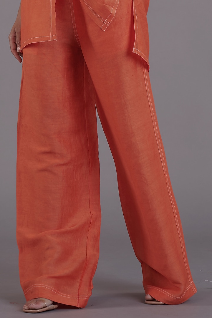 Orange Viscose Linen Co-Ord Set by Affroz at Pernia's Pop Up Shop