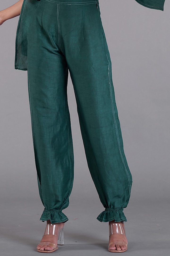 Midnight Green Viscose Linen CO-Ord Set by Affroz at Pernia's Pop Up Shop