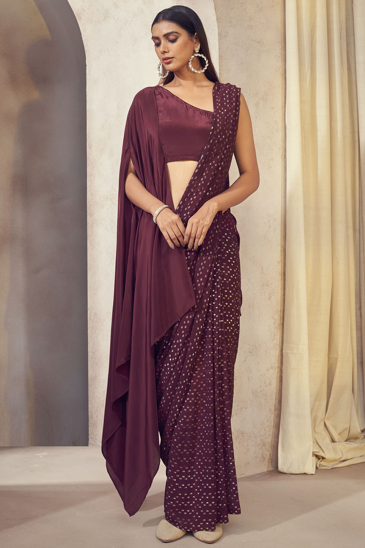 PURPLE WINE MODAL SILK SAREE WITH TISSUE PALLU – ShopBollyWear.Com