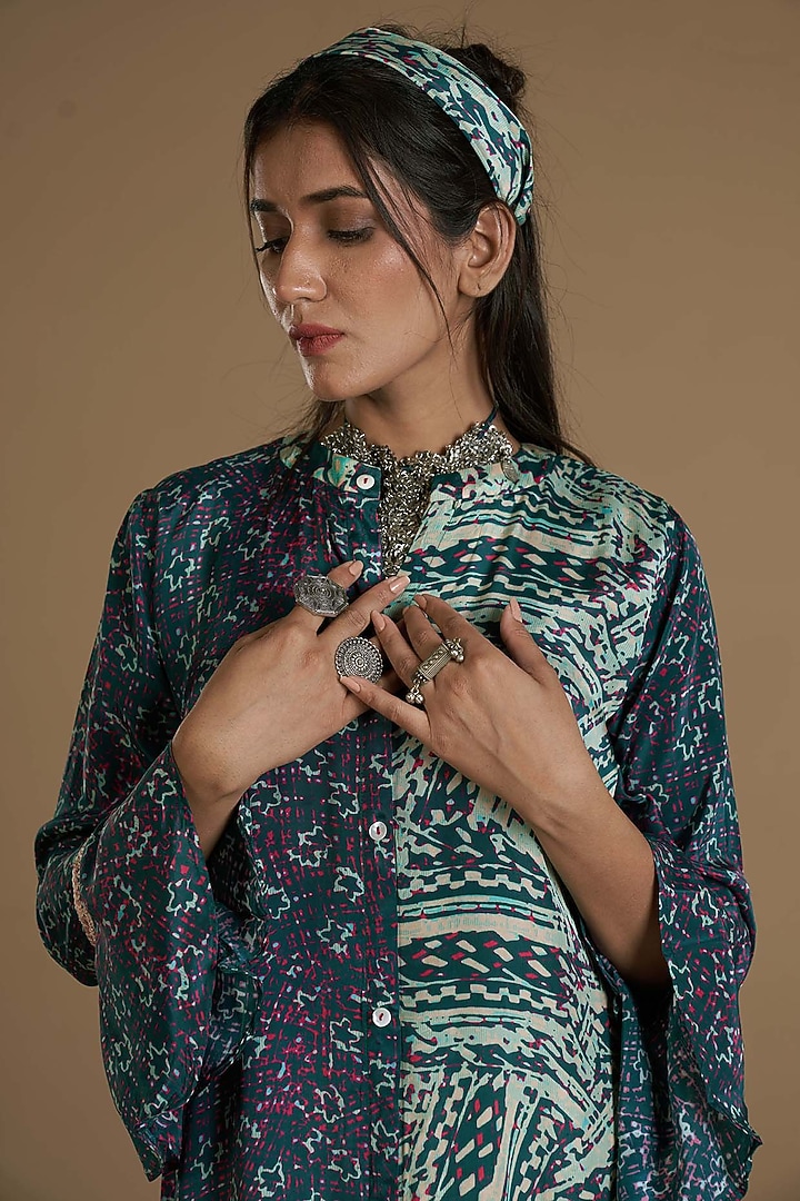 Green Viscose Crepe Printed Summer Dress by Affroz at Pernia's Pop Up Shop