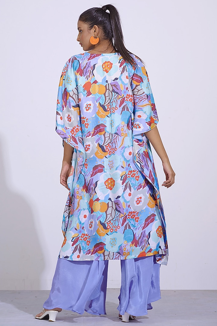 Powder Blue Printed & Embroidered Kaftan Set by Affroz at Pernia's Pop Up Shop