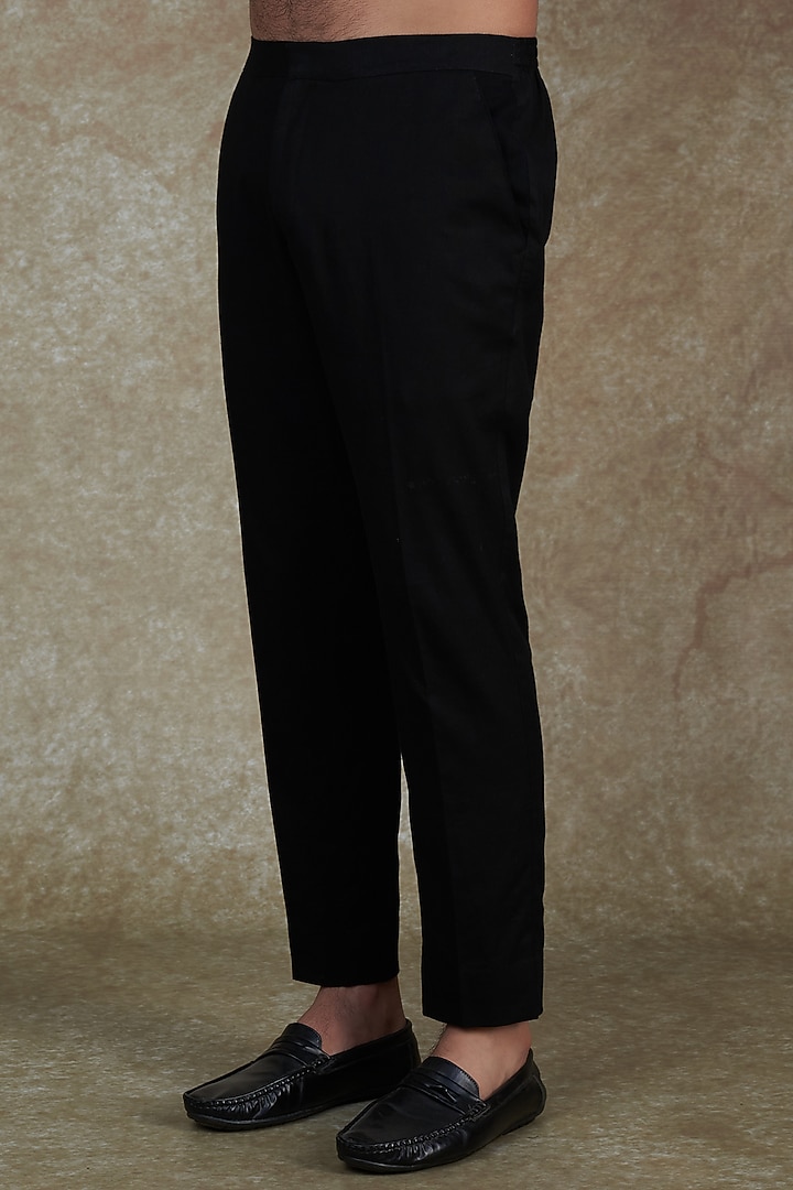 Black Suiting Hand Embroidered Wedding Indowestern Set by Agape Men at Pernia's Pop Up Shop