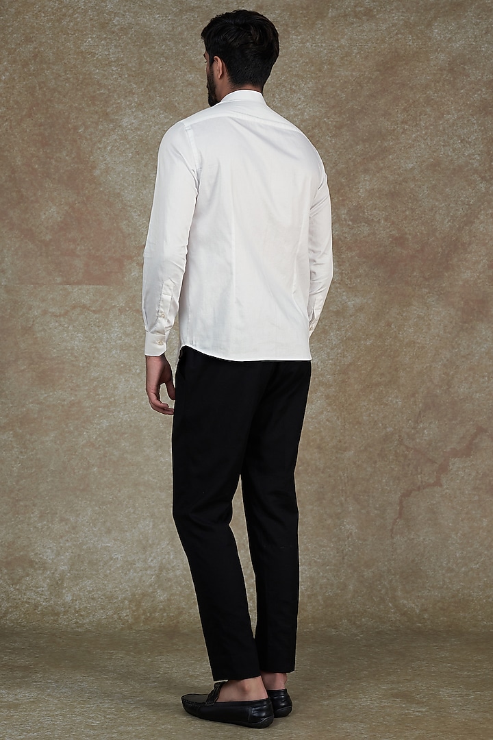 White Cotton Thread Embroidered Shirt Design by Agape Men at Pernia's Pop Up Shop 2024