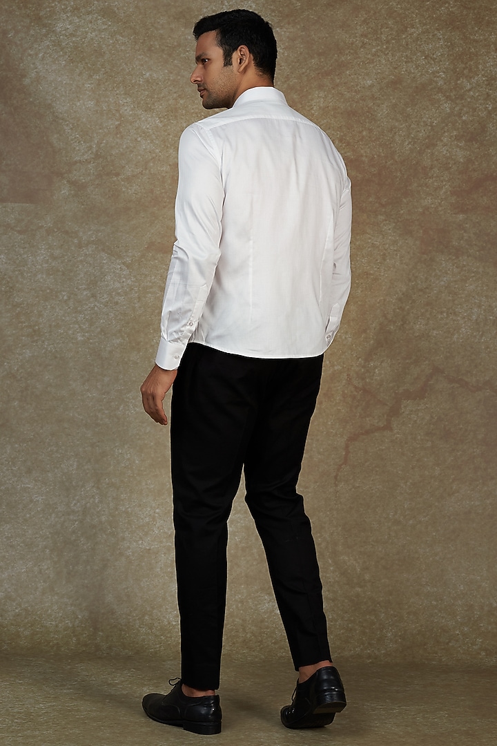 White Cotton Thread Embroidered Party Wear Shirt by Agape Men at Pernia's Pop Up Shop