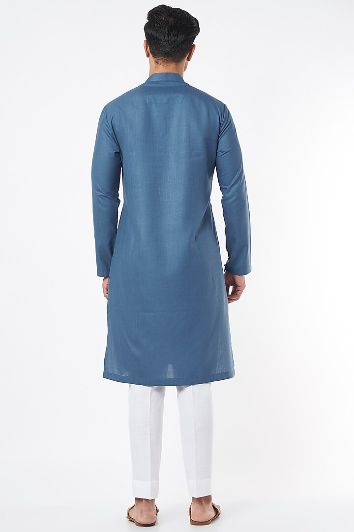 Cobalt Blue Cotton Kurta Set by Agape Men at Pernia's Pop Up Shop