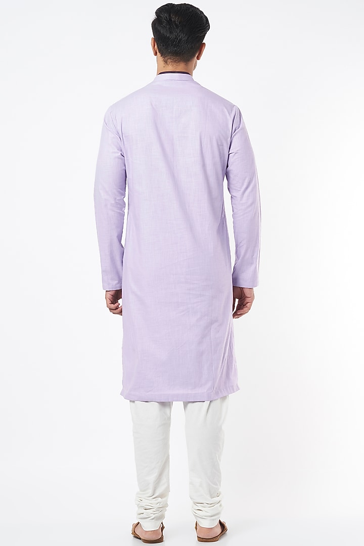 Lavender Linen Kurta Set by Agape Men at Pernia's Pop Up Shop