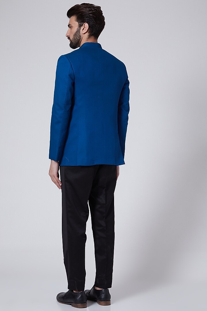 Bright Blue Thread Embroidered Suit Set by Agape Men at Pernia's Pop Up Shop