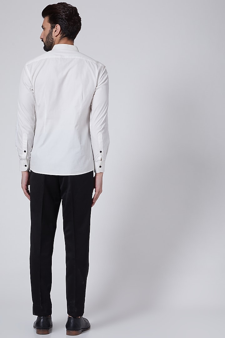 White Pintucked Tuxedo Party Wear Shirt by Agape Men at Pernia's Pop Up Shop