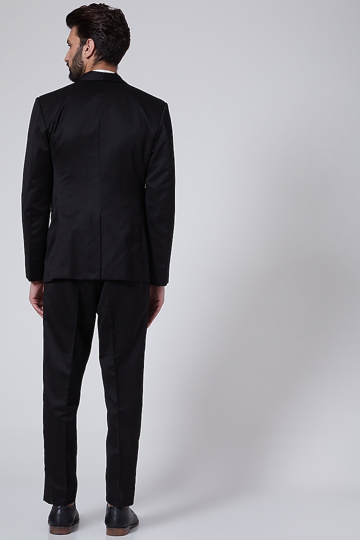 Black Shawl Collar Tuxedo Set by Agape Men at Pernia's Pop Up Shop