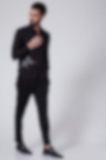 Black Embroidered Party Wear Shirt by Agape Men at Pernia's Pop Up Shop