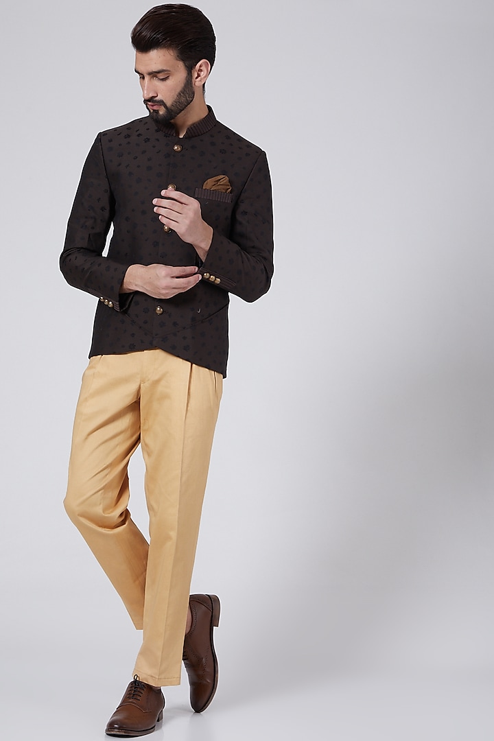 Brown High-Low Suit Set by Agape Men