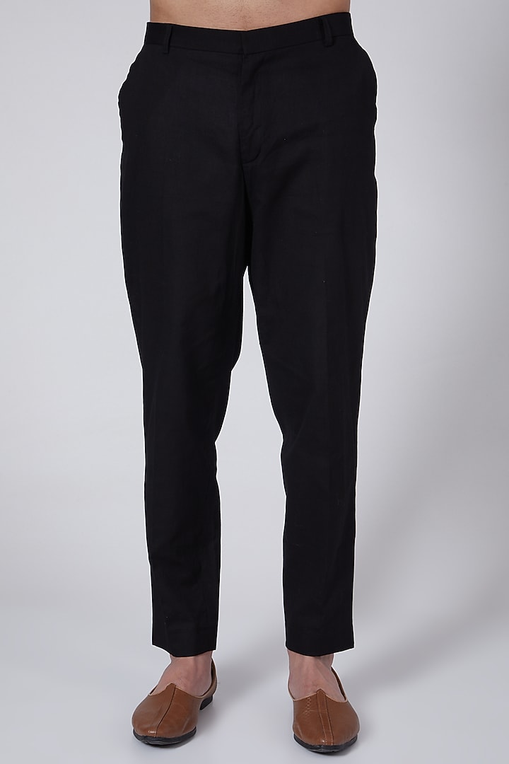 Black Front Open Kurta Set by Agape Men at Pernia's Pop Up Shop