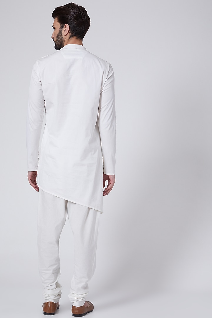 White Asymmetrical Kurta Set by Agape Men at Pernia's Pop Up Shop
