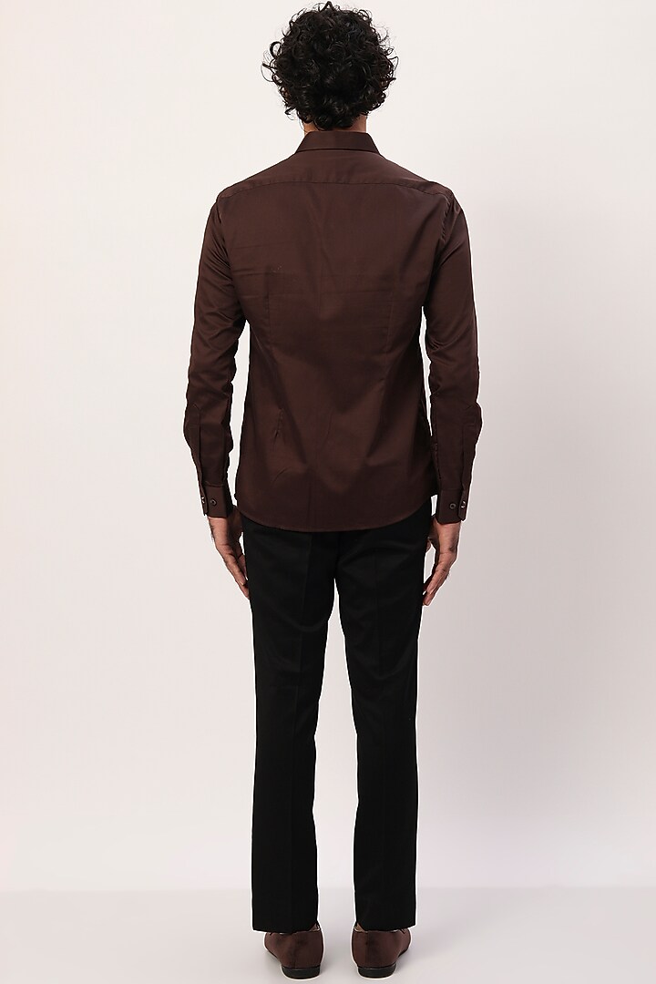 Brown Embroidered Party Wear Shirt by Agape Men at Pernia's Pop Up Shop