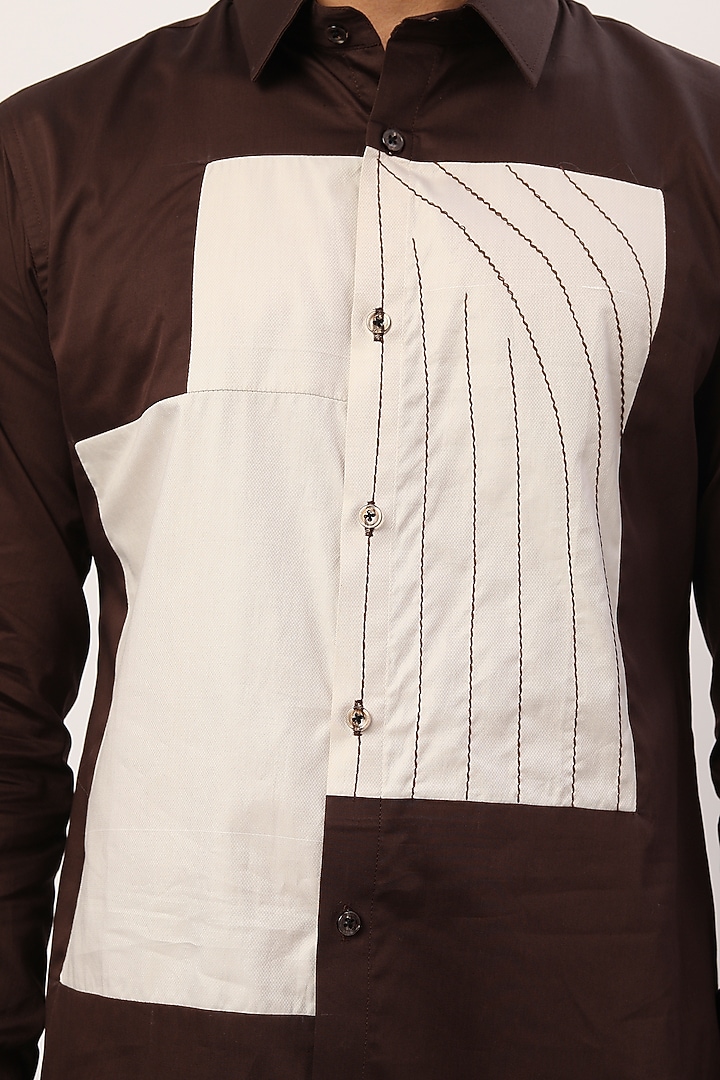 Brown Embroidered Party Wear Shirt by Agape Men at Pernia's Pop Up Shop