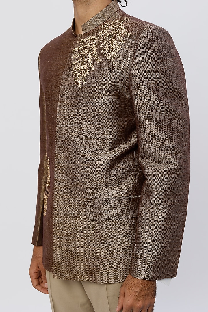 Brown Embroidered Prince Suit Set by Agape Men at Pernia's Pop Up Shop