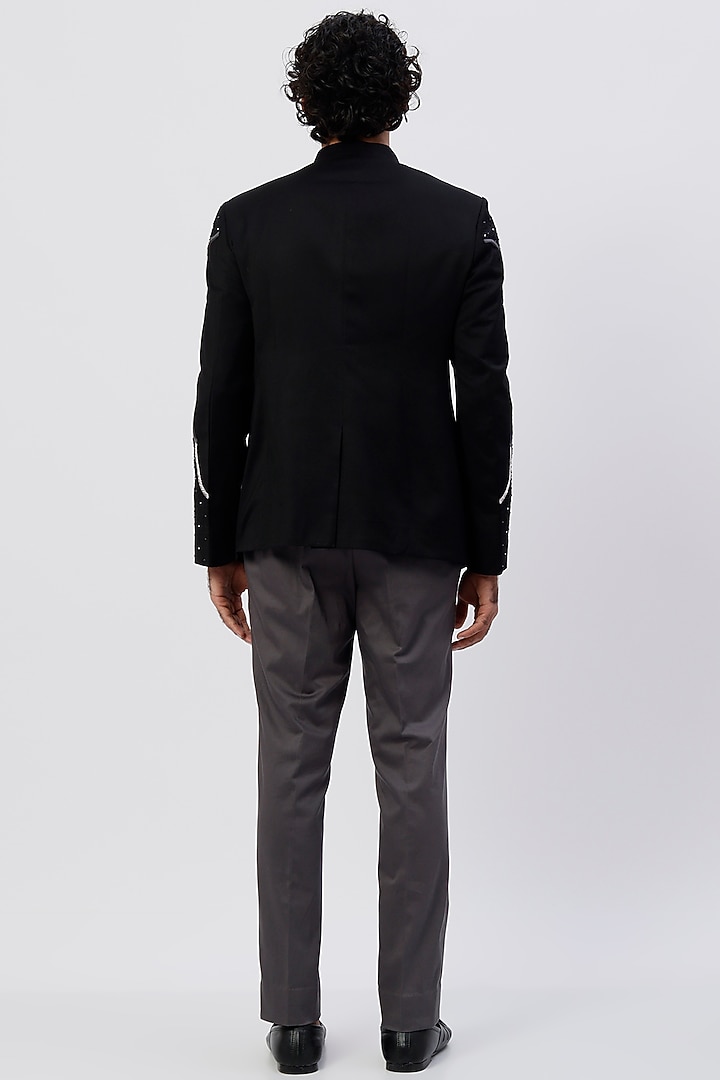 Black Embroidered Prince Suit Set by Agape Men at Pernia's Pop Up Shop