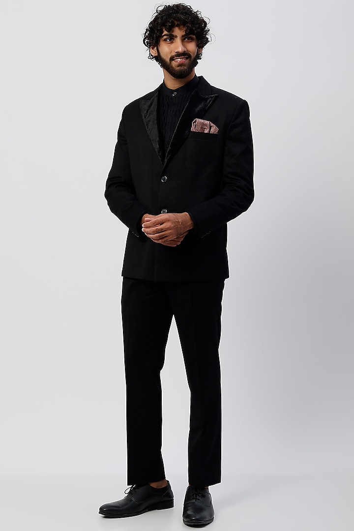 Black Suiting Suit Set by Agape Men
