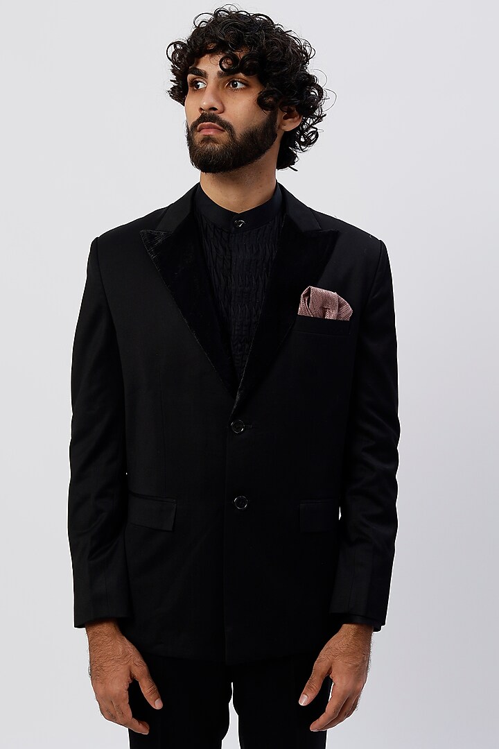 Black Suiting Tuxedo Set by Agape Men at Pernia's Pop Up Shop