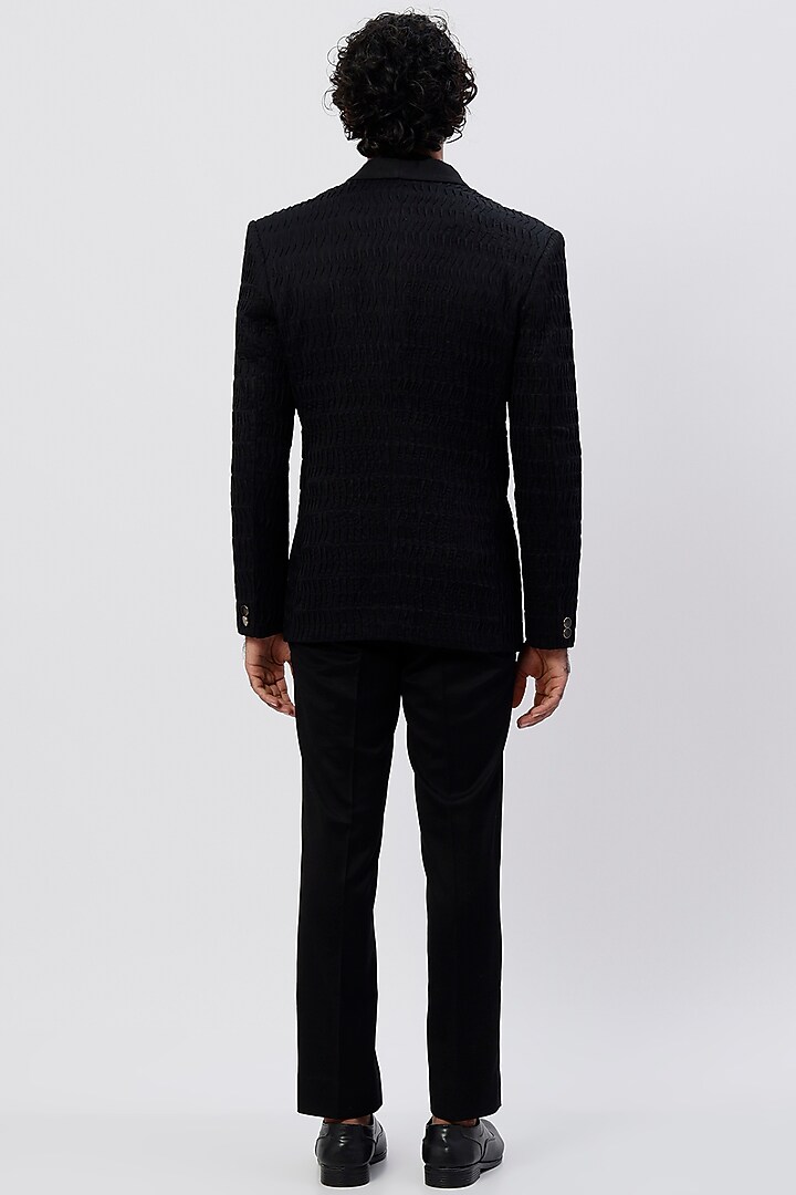 Black Suiting Pintucked Blazer by Agape Men at Pernia's Pop Up Shop