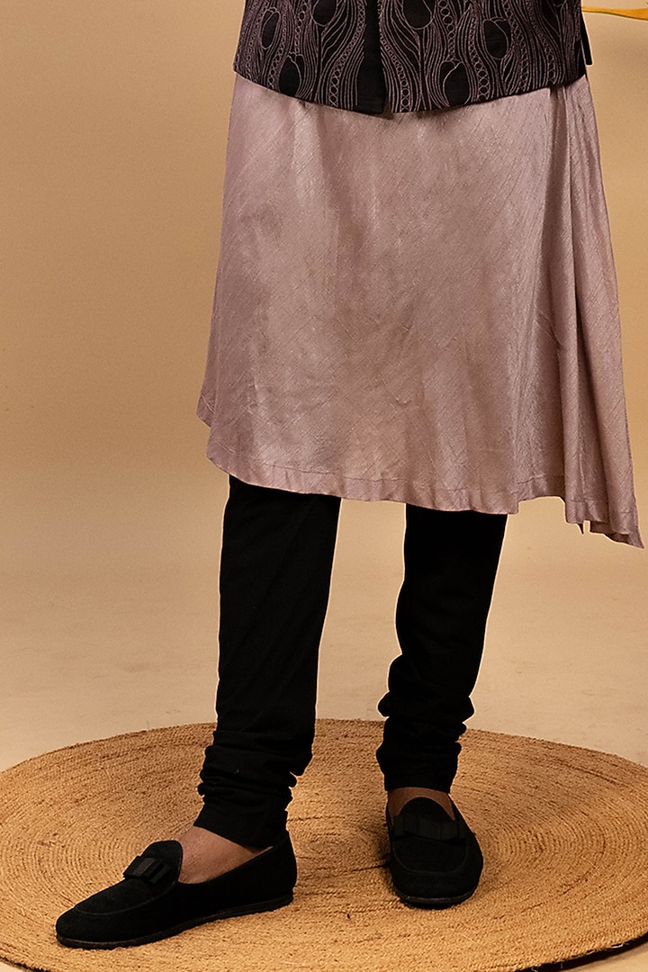 Purple Silk Thread Embroidered Nehru Jacket Set by Agape Men at Pernia's Pop Up Shop