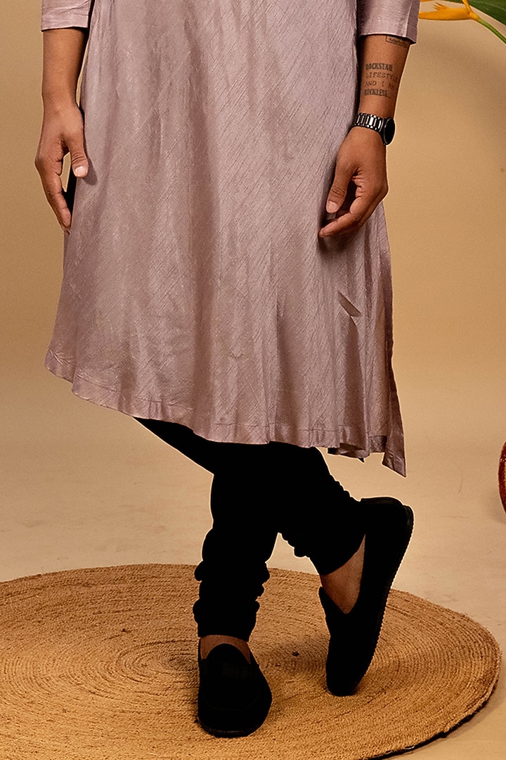 Lilac Silk Asymmetrical Kurta Set by Agape Men at Pernia's Pop Up Shop