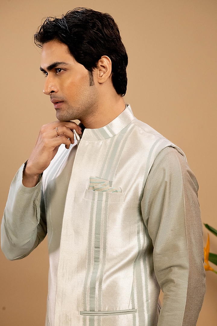 Silver Suiting Bundi Jacket Set by Agape Men at Pernia's Pop Up Shop