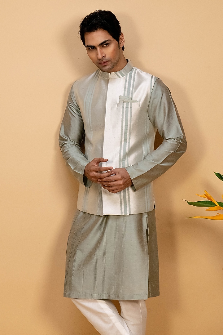 Silver Suiting Bundi Jacket Set by Agape Men at Pernia's Pop Up Shop