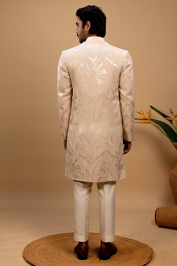 Peach Suiting Indowestern Jacket Set by Agape Men at Pernia's Pop Up Shop