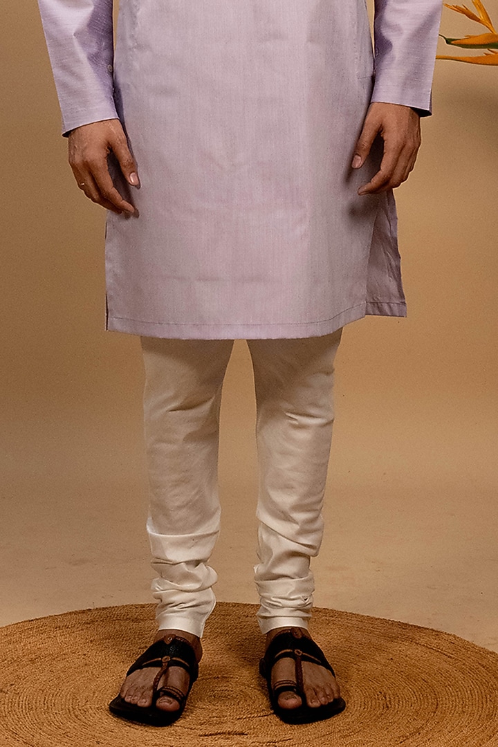 Lavender Handloom Silk Kurta Set by Agape Men at Pernia's Pop Up Shop