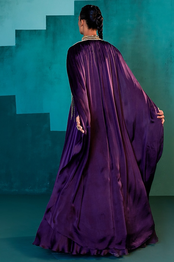 Purple Satin Skirt Set by Agunj by Gunjan Arora at Pernia's Pop Up Shop