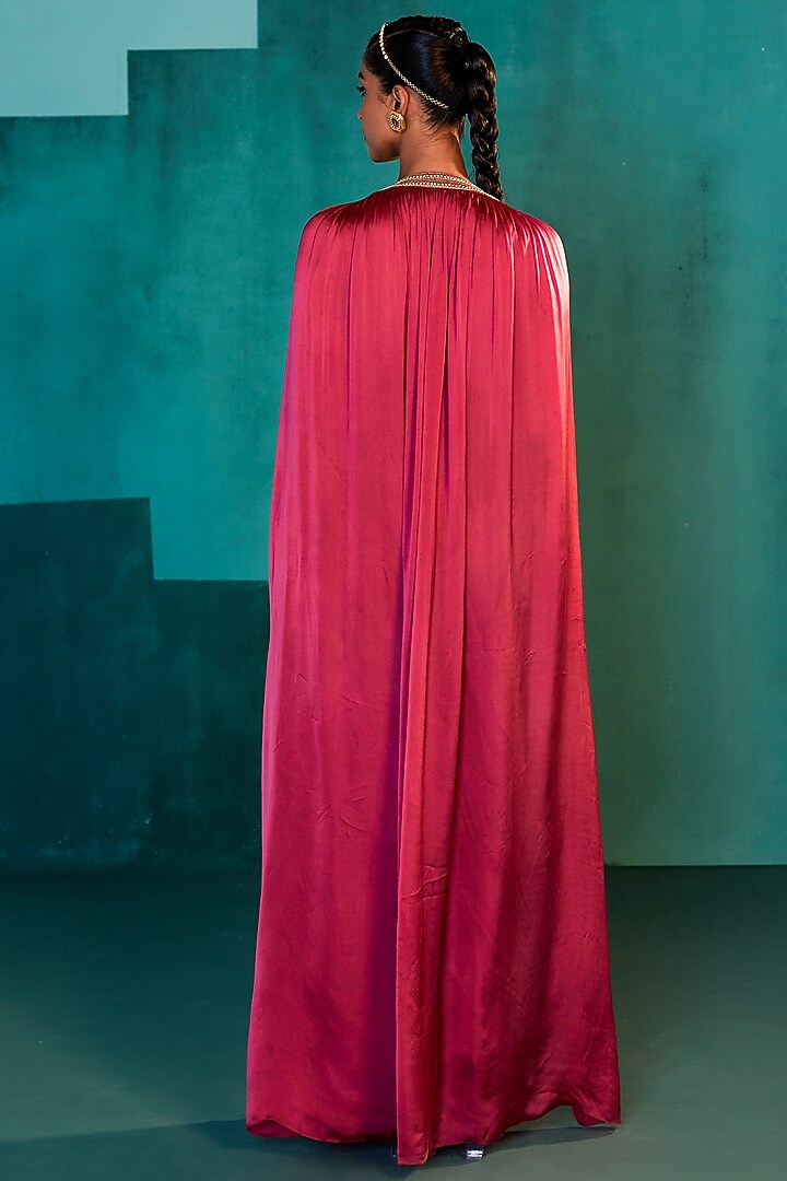 Beetroot Pink Embroidered Jumpsuit by Agunj by Gunjan Arora at Pernia's Pop Up Shop