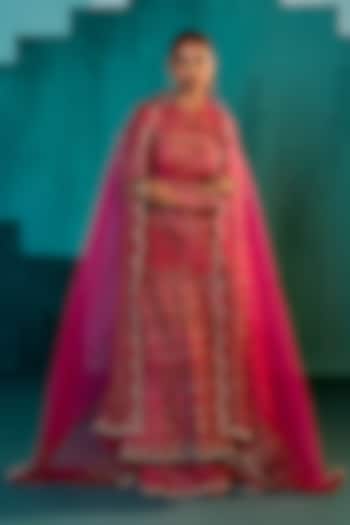 Rani Pink Chanderi Sharara Set by Agunj by Gunjan Arora