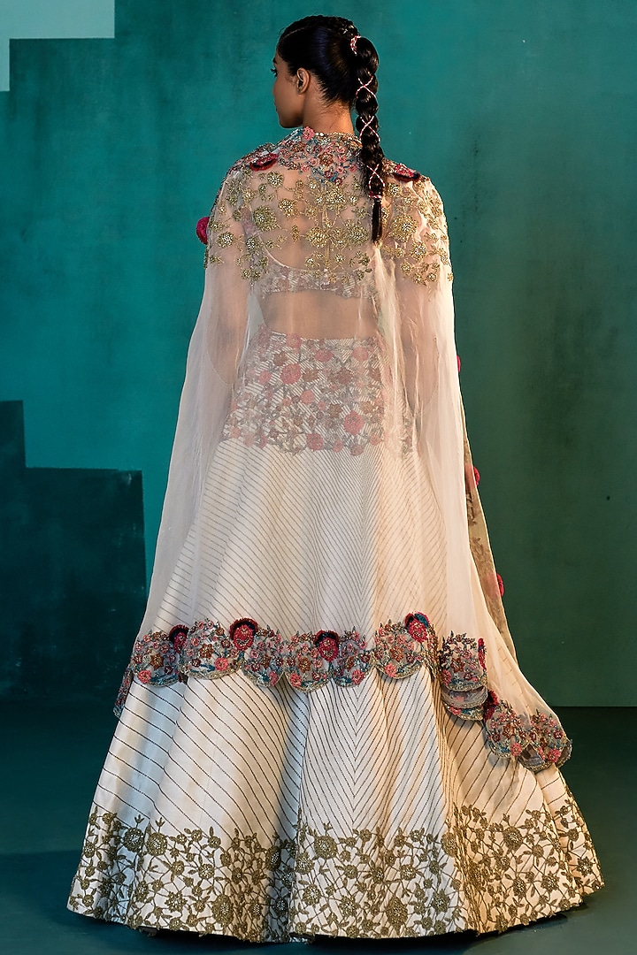 Ivory Embroidered Jacket Bridal Lehenga Set by Agunj by Gunjan Arora at Pernia's Pop Up Shop