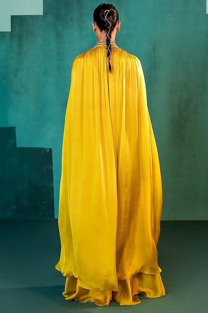 Mango Yellow Satin Wedding Sharara Set by Agunj by Gunjan Arora at Pernia's Pop Up Shop