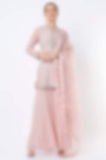 Blush Pink Georgette Sharara Set by Anuradha Grewal