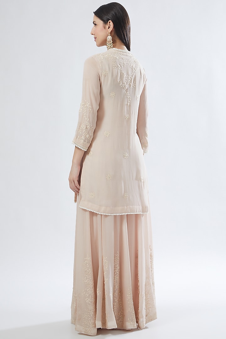 Baby Pink Georgette Wedding Sharara Set by Anuradha grewal at Pernia's Pop Up Shop