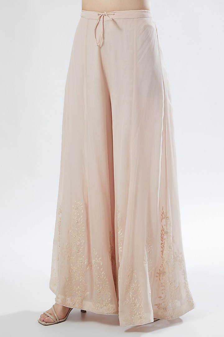 Baby Pink Georgette Wedding Sharara Set by Anuradha grewal at Pernia's Pop Up Shop