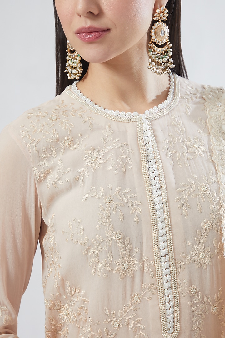 Baby Pink Georgette Wedding Sharara Set by Anuradha grewal at Pernia's Pop Up Shop