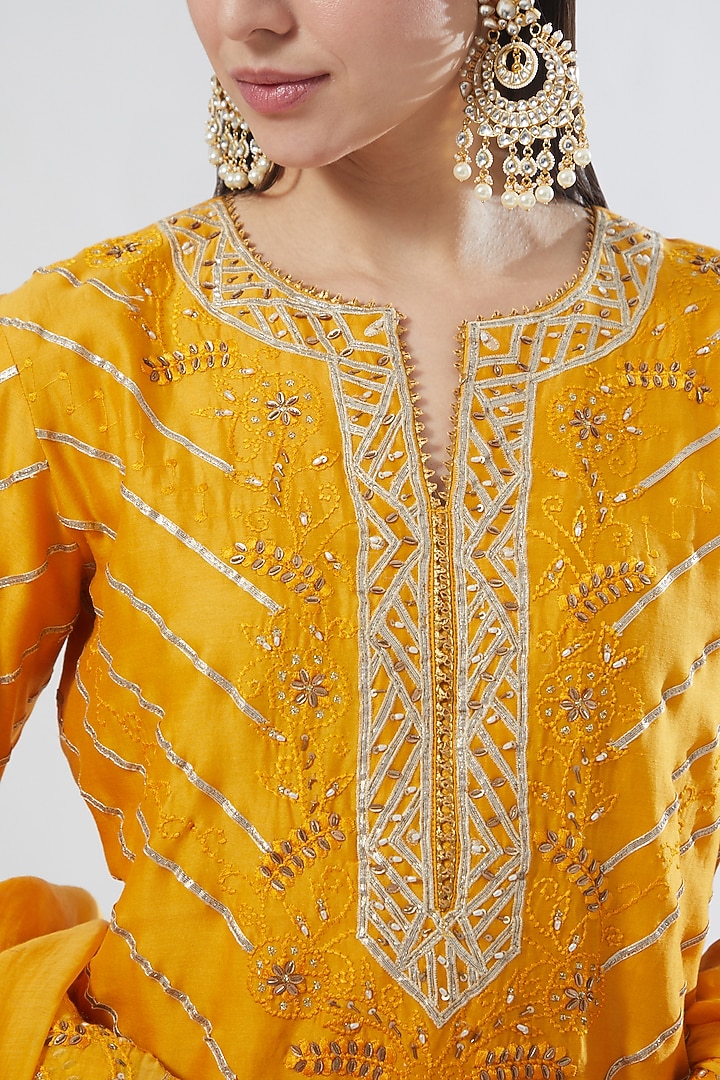 Yellow Georgette Embroidered Party Wear Sharara Set by Anuradha grewal at Pernia's Pop Up Shop