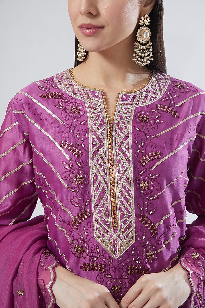 Purple Georgette Embroidered Party Wear Sharara Set by Anuradha grewal at Pernia's Pop Up Shop