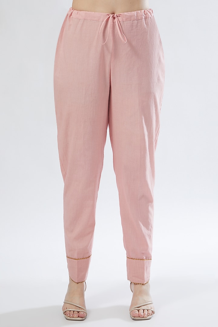 Cobalt Blue & Blush Pink Embroidered Kurta Set by Anuradha grewal at Pernia's Pop Up Shop