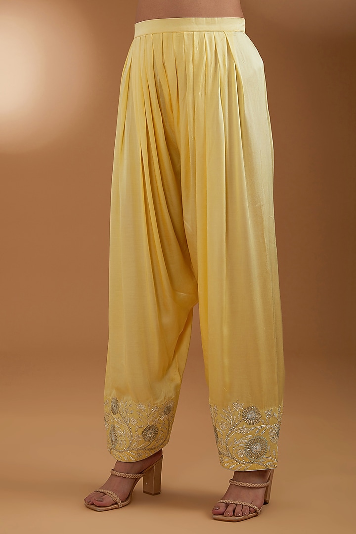Sea Blue Chanderi Kurta Set by Anuradha Grewal at Pernia's Pop Up Shop