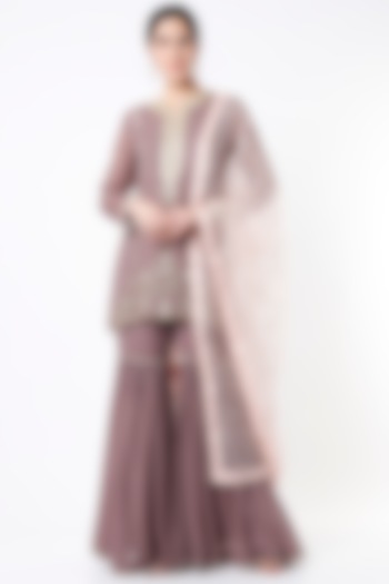 Mauve Embroidered Gharara Set by Anuradha Grewal at Pernia's Pop Up Shop