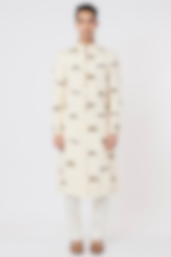 Ivory Hand Embroidered Sherwani Set by AGRAJAIN