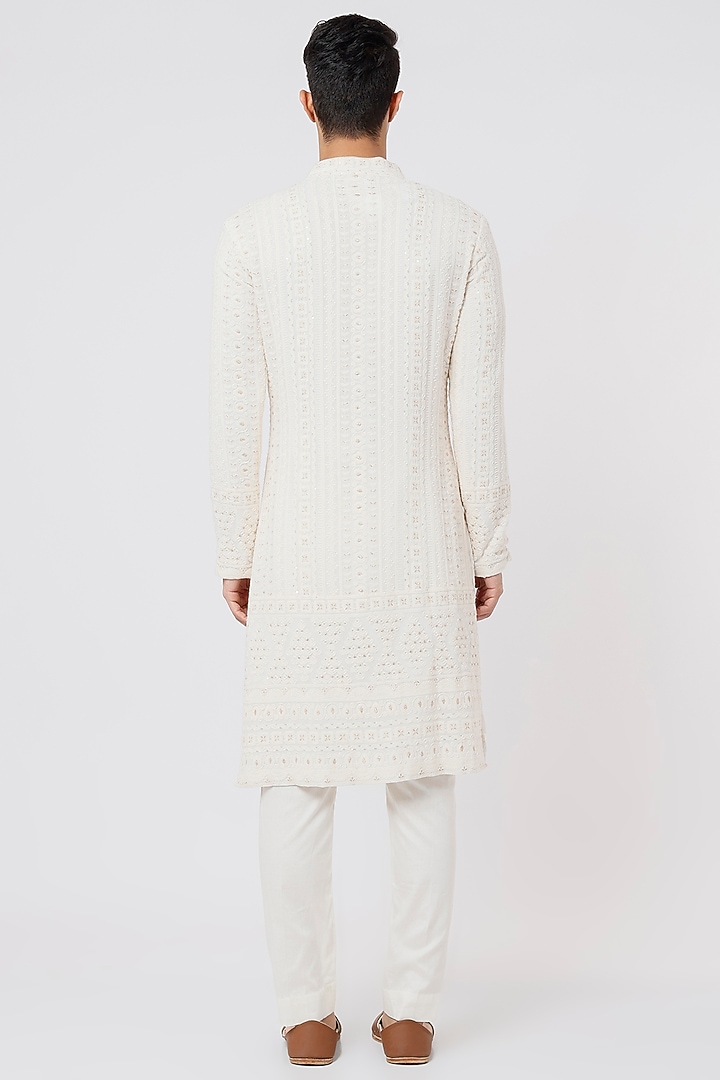 Ivory Embroidered Kurta Set by AGRAJAIN at Pernia's Pop Up Shop