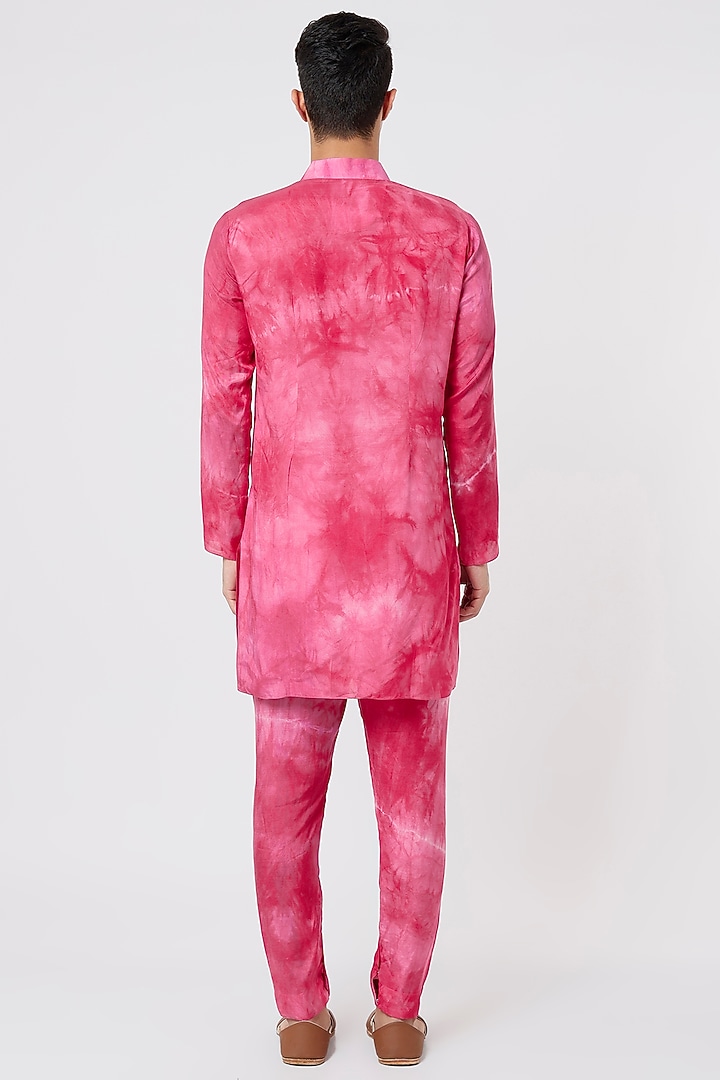 Rani Pink Tie-Dyed Kurta Set by AGRAJAIN at Pernia's Pop Up Shop