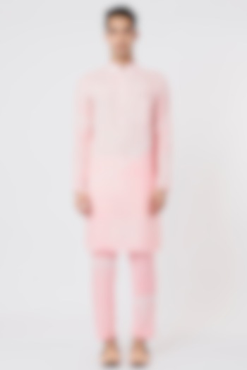 Baby Pink Tie-Dyed Kurta Set by AGRAJAIN